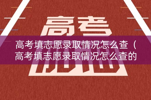高考填志愿录取情况怎么查（高考填志愿录取情况怎么查的）