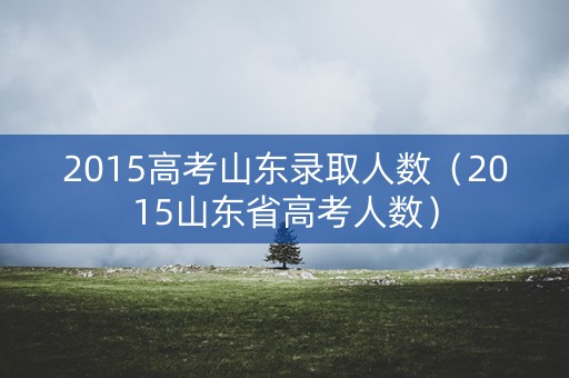 2015高考山东录取人数（2015山东省高考人数）