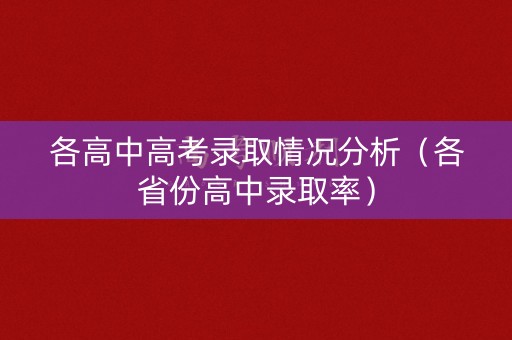 各高中高考录取情况分析（各省份高中录取率）