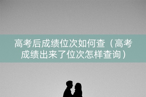 高考后成绩位次如何查（高考成绩出来了位次怎样查询）