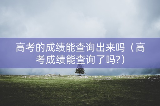高考的成绩能查询出来吗（高考成绩能查询了吗?）