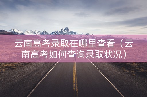 云南高考录取在哪里查看（云南高考如何查询录取状况）