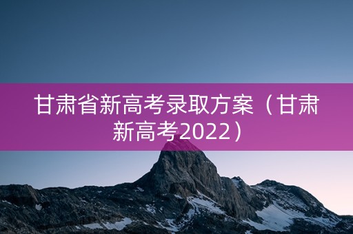甘肃省新高考录取方案（甘肃新高考2022）