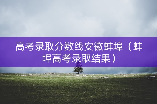 高考录取分数线安徽蚌埠（蚌埠高考录取结果）