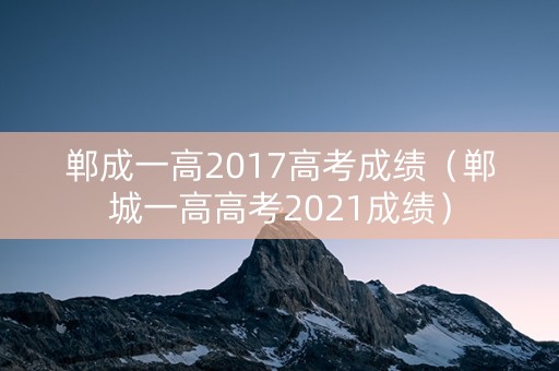 郸成一高2017高考成绩（郸城一高高考2021成绩）