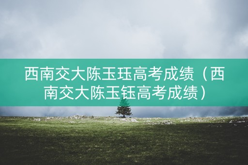 西南交大陈玉珏高考成绩（西南交大陈玉钰高考成绩）