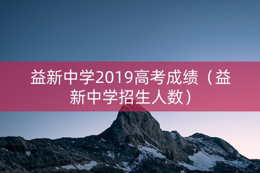 益新中学2019高考成绩（益新中学招生人数）