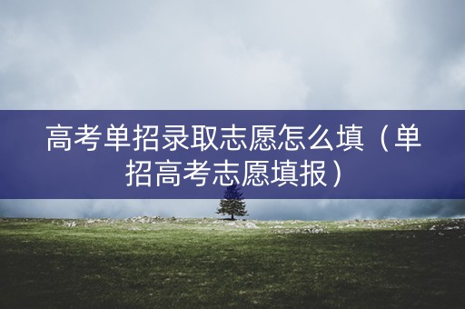 高考单招录取志愿怎么填（单招高考志愿填报）