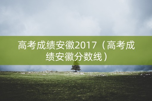 高考成绩安徽2017（高考成绩安徽分数线）