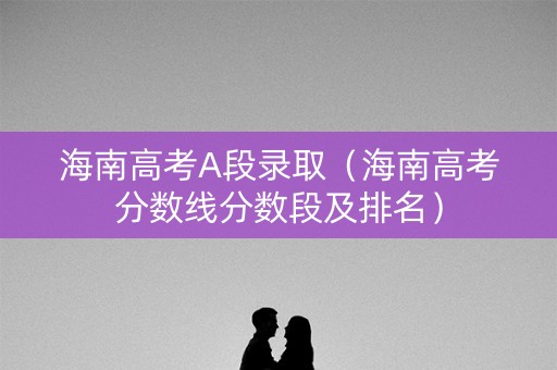 海南高考A段录取（海南高考分数线分数段及排名）
