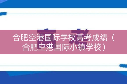 合肥空港国际学校高考成绩（合肥空港国际小镇学校）