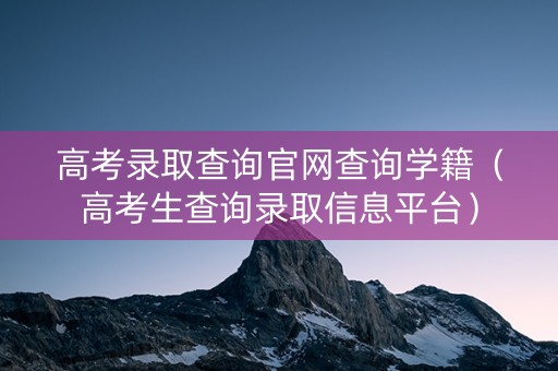 高考录取查询官网查询学籍（高考生查询录取信息平台）