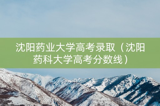 沈阳药业大学高考录取（沈阳药科大学高考分数线）