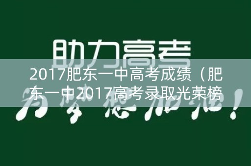 2017肥东一中高考成绩（肥东一中2017高考录取光荣榜）