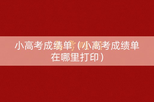 小高考成绩单（小高考成绩单在哪里打印）