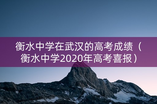 衡水中学在武汉的高考成绩（衡水中学2020年高考喜报）