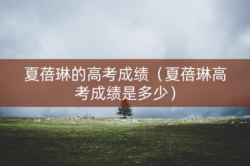 夏蓓琳的高考成绩（夏蓓琳高考成绩是多少）