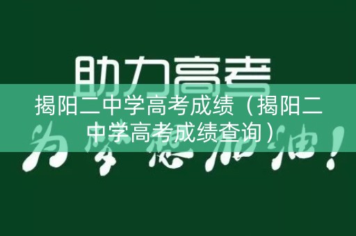 揭阳二中学高考成绩（揭阳二中学高考成绩查询）