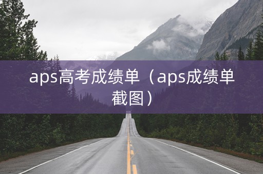 aps高考成绩单（aps成绩单截图）