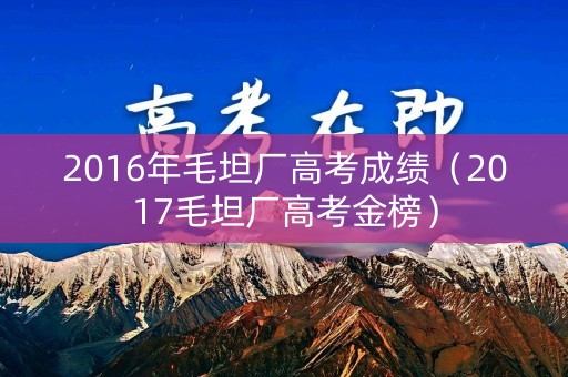 2016年毛坦厂高考成绩（2017毛坦厂高考金榜）