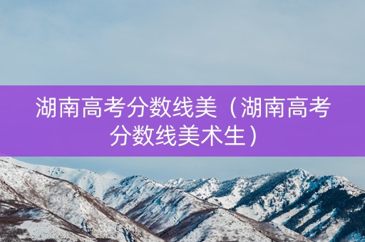 湖南高考分数线美（湖南高考分数线美术生）