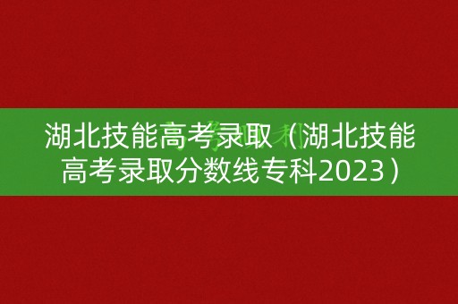 湖北技能高考录取（湖北技能高考录取分数线专科2023）