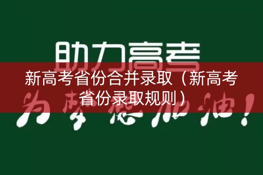 新高考省份合并录取（新高考省份录取规则）
