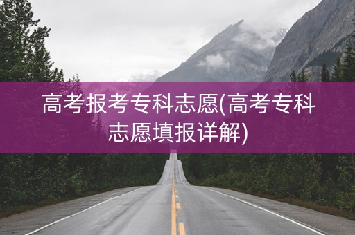 高考报考专科志愿(高考专科志愿填报详解)