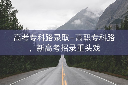 高考专科路录取—高职专科路，新高考招录重头戏