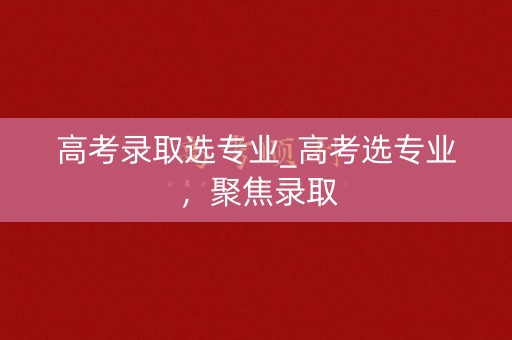高考录取选专业_高考选专业，聚焦录取