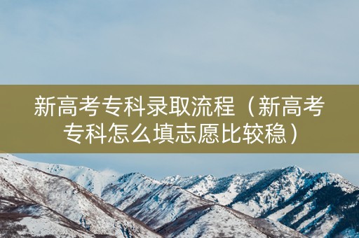 新高考专科录取流程（新高考专科怎么填志愿比较稳）