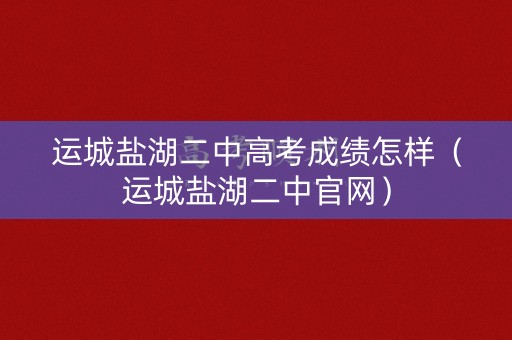 运城盐湖二中高考成绩怎样（运城盐湖二中官网）