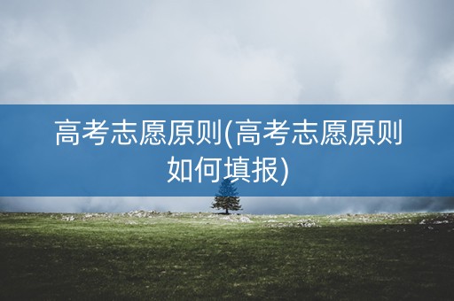 高考志愿原则(高考志愿原则如何填报)