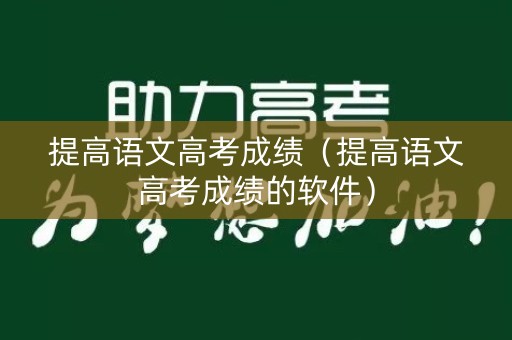 提高语文高考成绩（提高语文高考成绩的软件）