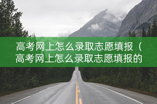 高考网上怎么录取志愿填报（高考网上怎么录取志愿填报的）