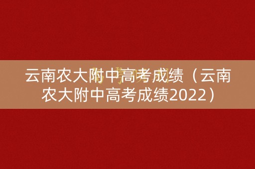 云南农大附中高考成绩（云南农大附中高考成绩2022）