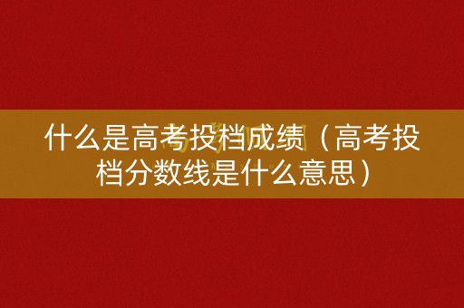 什么是高考投档成绩（高考投档分数线是什么意思）