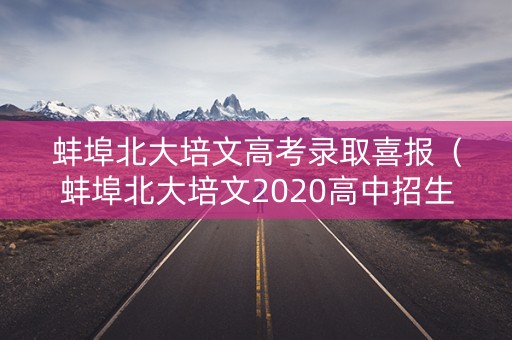 蚌埠北大培文高考录取喜报（蚌埠北大培文2020高中招生）