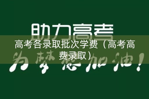 高考各录取批次学费（高考高费录取）