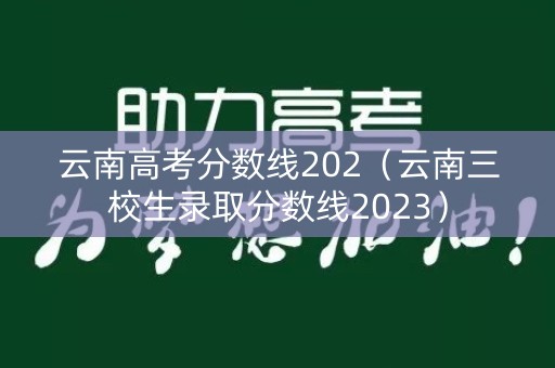 云南高考分数线202（云南三校生录取分数线2023）
