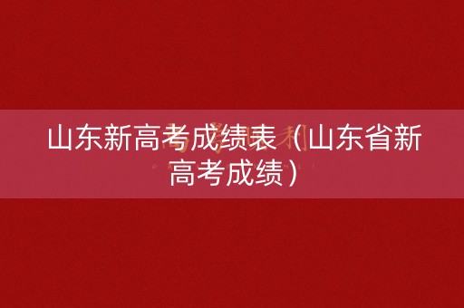 山东新高考成绩表（山东省新高考成绩）