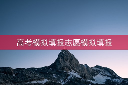 高考模拟填报志愿模拟填报