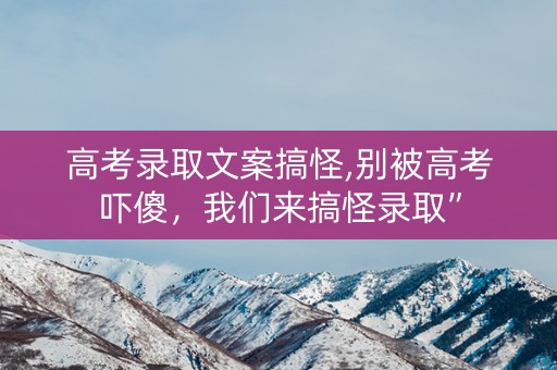 高考录取文案搞怪,别被高考吓傻，我们来搞怪录取”