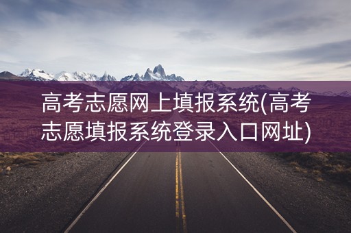 高考志愿网上填报系统(高考志愿填报系统登录入口网址)