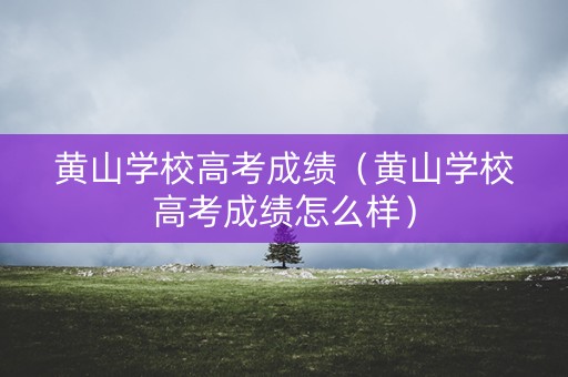 黄山学校高考成绩（黄山学校高考成绩怎么样）