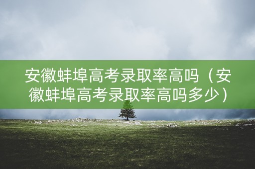 安徽蚌埠高考录取率高吗（安徽蚌埠高考录取率高吗多少）