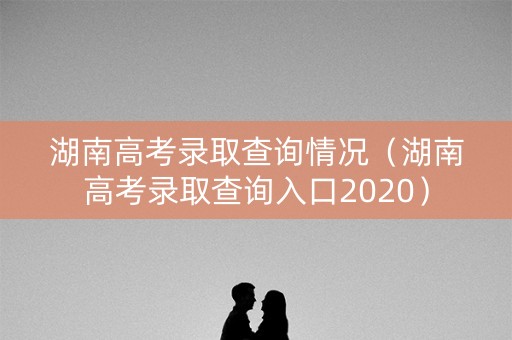 湖南高考录取查询情况（湖南高考录取查询入口2020）