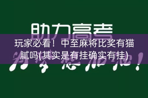 玩家必看！中至麻将比奖有猫腻吗(其实是有挂确实有挂)