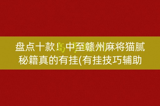 盘点十款！中至赣州麻将猫腻秘籍真的有挂(有挂技巧辅助器)