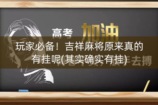 玩家必备！吉祥麻将原来真的有挂呢(其实确实有挂)